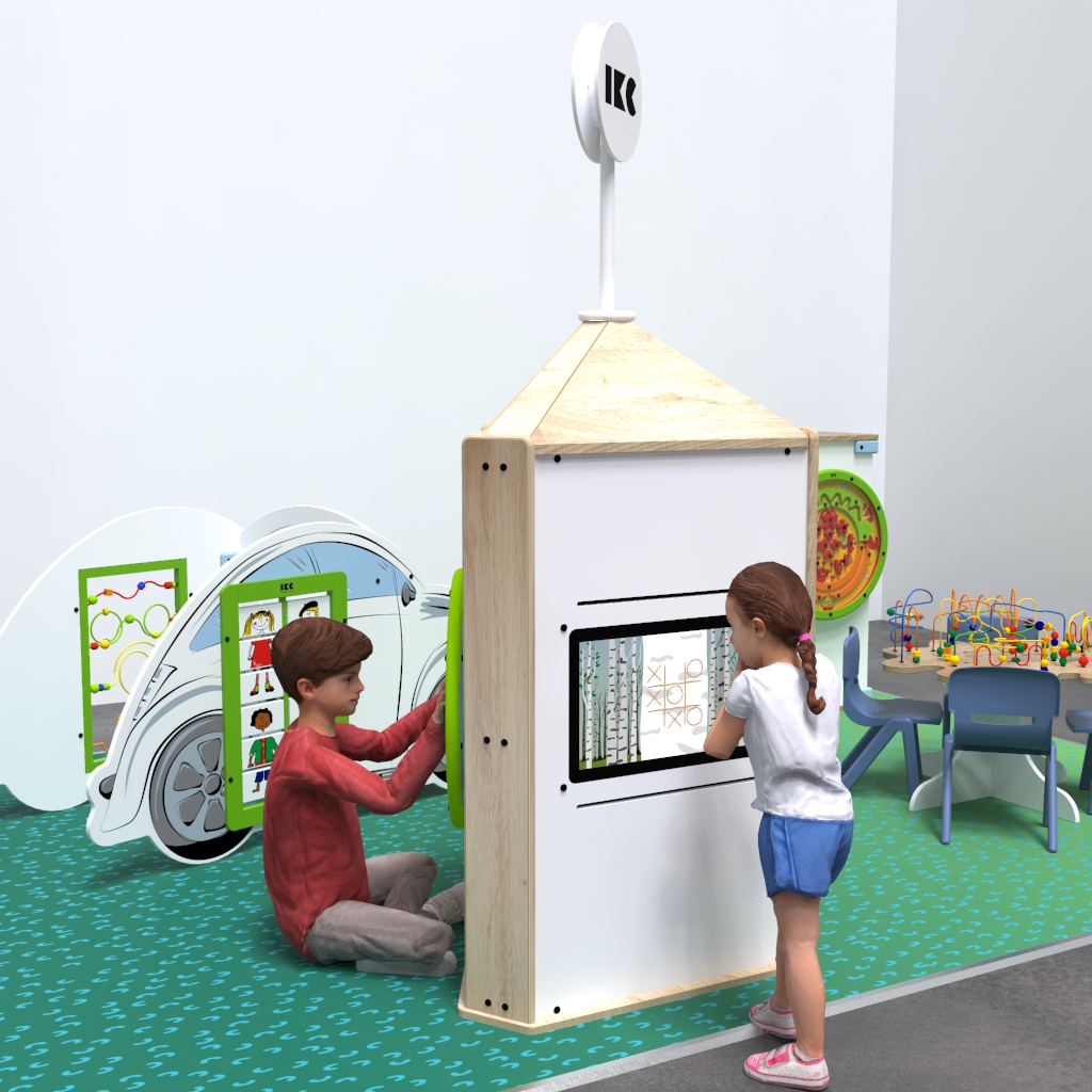 Esta imagen muestra un sistema de juego interactivo Playtower touch wood
