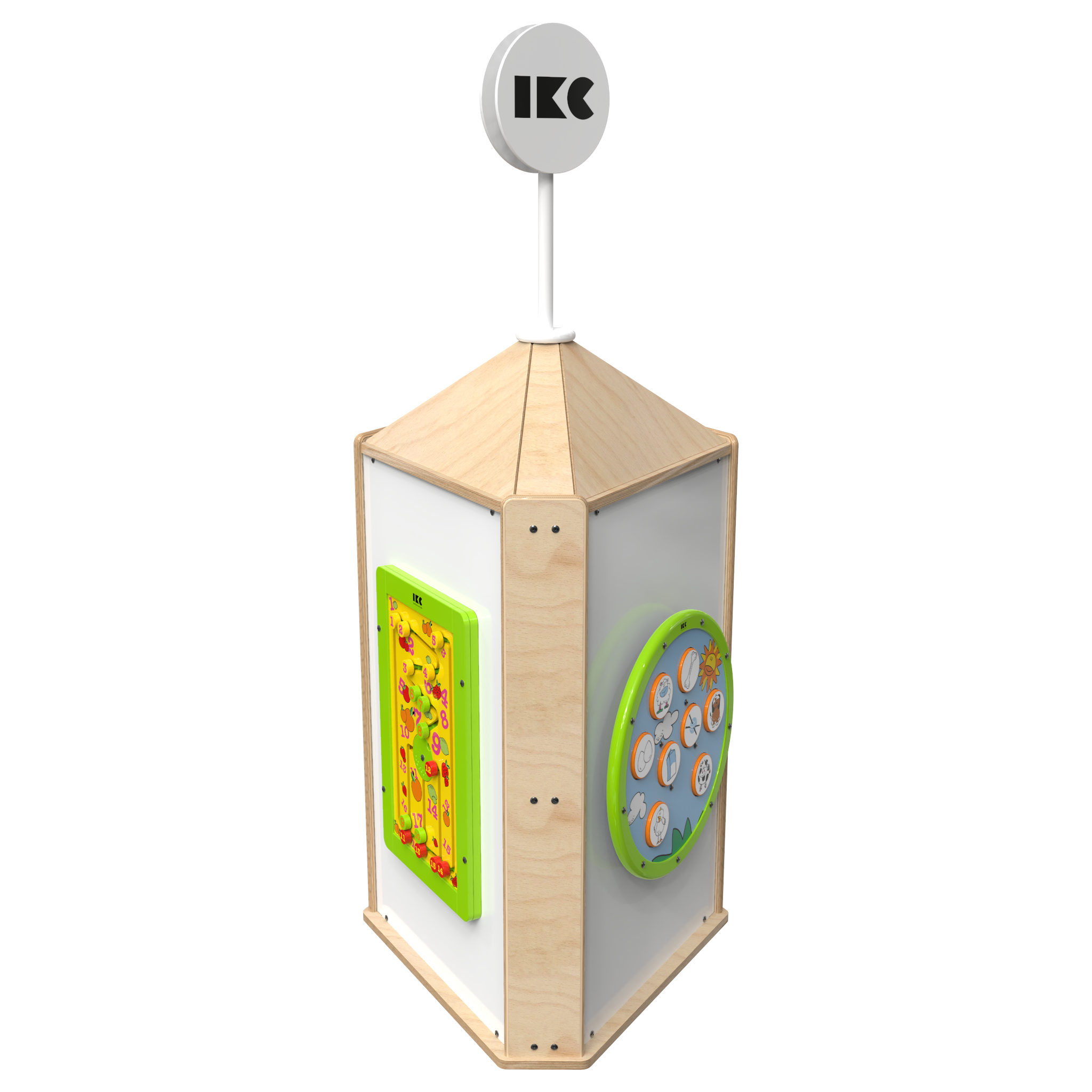 Esta imagen muestra un sistema de juego interactivo Playtower touch wood