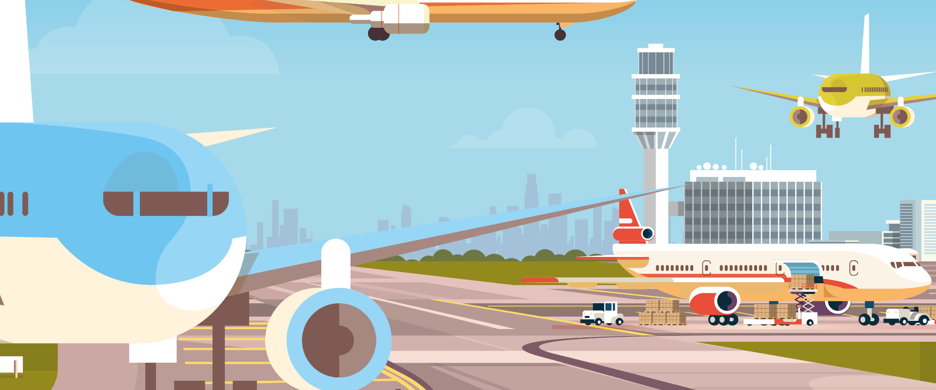 Diseño mural de Forex sobre el tema de los viajes y los aviones